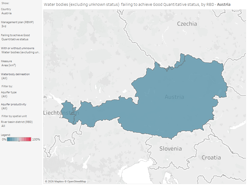 Groundwater bodies: Proportion failing to achieve good status, by country and RBD [map]